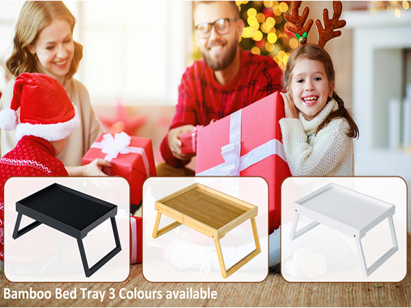 Bamboo Bed Tray Table with Folding Leg