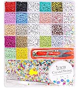 Fishdown 8300PCS 3mm Bead Craft Kit Set, Bracelet Beads for Jewelry Making, Glass Seed Beads Hear...