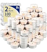 100-Pack Scented White Tealight Candles - 2 Hour Burn Time, Natural Palm Wax, Smokeless, with Cot...