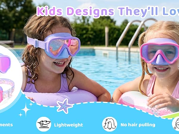 Kids Swim Goggles with Nose Cover