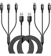 RULUS Multi Charging Cable [2Pack 6ft] 3 in 1 Multiple Fast Charger Cable Nylon Braided Charging ...