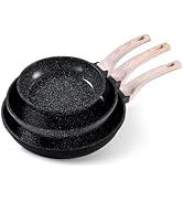 CAROTE Non Stick Frying Pans,Nonstick Granite Fry Pan Egg Pan Omelet Pans, Stone Cookware Chef's ...