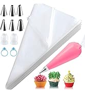 firstake Large Piping Bags 100pcs - 16 Inch Disposable Piping Bags and Tips Set, Thickened Plasti...