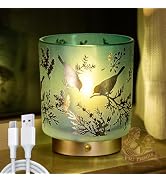 Cordless Rechargeable Table Lamp, Glass USB-C Decorative Small Accent Lamps for Entryway/Stairway...