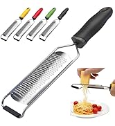 Cheese Grater Handheld &amp; Lemon Zester with Handle, Stainless Steel Citrus Zester for Parmesan Gar...
