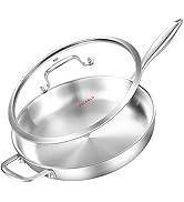 DELARLO Tri-Ply Stainless Steel Pan with Lid 12inch?Compatible with All Cooktops Up to 600??Stain...