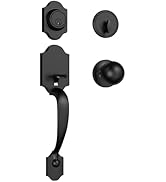 Estmoon Front Door Handle and Deadbolt Set, Matte Black Exterior Door Handle with Interior Door K...