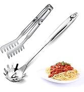 Pleafind Spaghetti Spoon and Spaghetti Tong 2-Piece Set, 13-Inch Non-Stick Spaghetti Fork and 9-I...