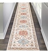 Pauwer Runner Rug 2x10 Non-Slip Washable Low-Pile Accent Rug, Vintage Distressed Throw Carpet, Ha...