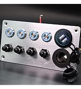 IZTOSS 4 Gang Aluminum Push Button Switch Panel with 5V/4.8 Dual USB Socket Outlet Circuit Breake...