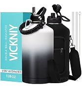1 Gallon Water Bottle Insulated - 128 oz Water Jug with Straw Spout Lid, Paracord Handle, Carryin...