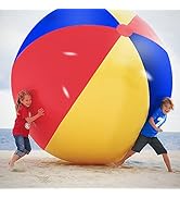 Novelty Place Giant Inflatable Beach Ball, Pool Toy for Kids &amp; Adults - Jumbo Size 5 Feet (60 Inc...