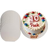 Cake Boards 6 Inch Round - White Disposable Cake Plates, Pack of 10 - Sturdy Grease-Proof Base fo...