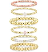 Yoosteel Easter Gifts Basket Stuffers Easter Gold Bracelet - 14k Gold Plated Beaded Bracelets Set...