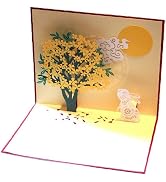 Rosojodg 1Pc 3D Rabbit Flower Pop UP Cards with Envelope Mid-Autumn Festival Invitation Cards Bir...
