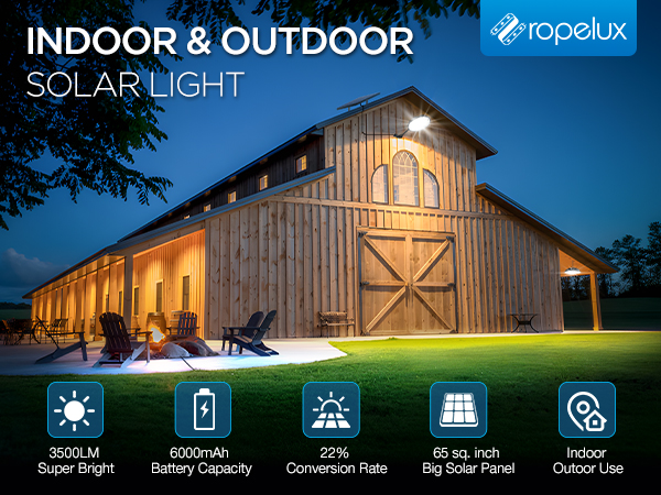 ropelux solar barn light for indoor outdoor use
