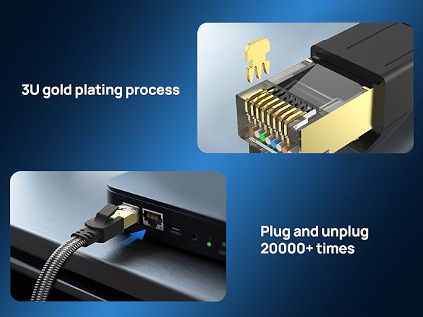 24K gold-plated RJ45 connectors