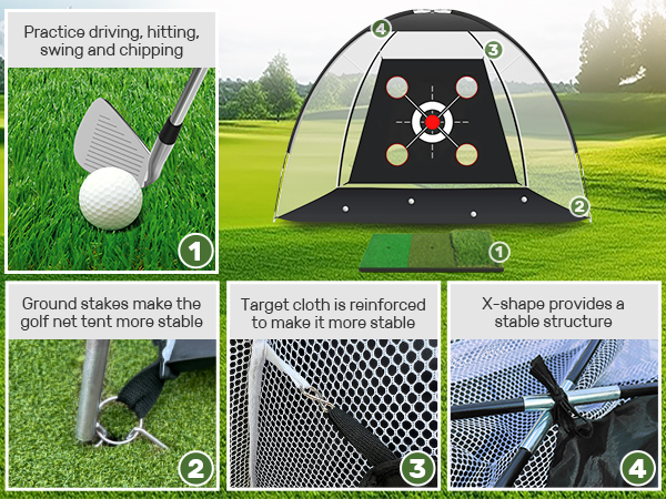 Golf Net, Golf Practice Net with Golf Mat, Golf Hitting Aid Nets for Backyard Chipping Training
