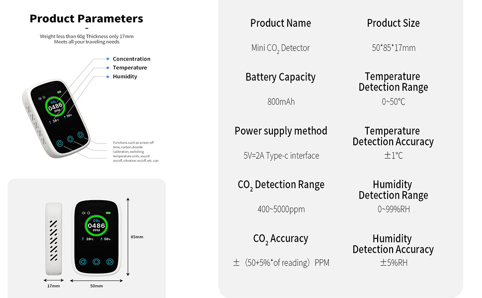 portable carbon dioxide detector 