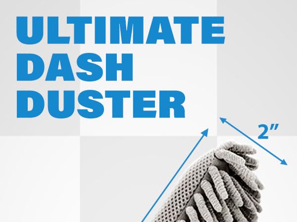 Gray microfiber dash duster for car interiors, 10 inch x 2 inch, lint-free chenille head