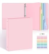 SKYDUE 1 Inch 3 Ring Binder with 8 Tab Dividers &amp; 24 Labels, Pastel Binder Organizer for Letter S...