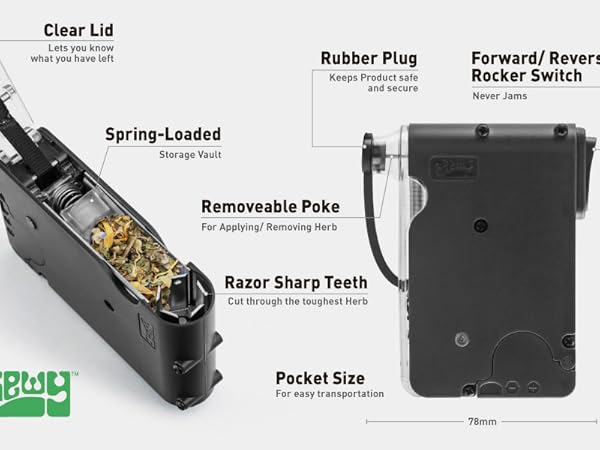 Mamba Chewy 0.5g Black Battery Powered Automatic Electric Herb Grinder