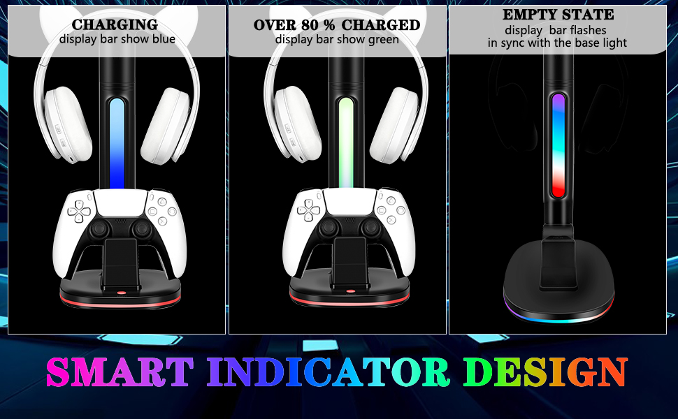 ps5 controller charging station with headphone stand