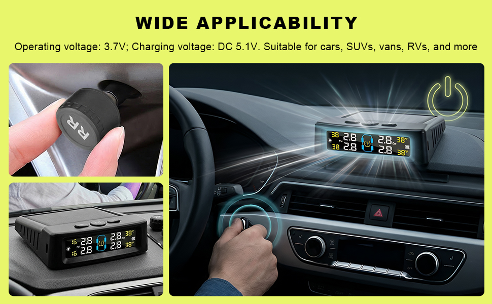 The monitor is applicable to vehicles with tire pressure values within the range of 5 bar.