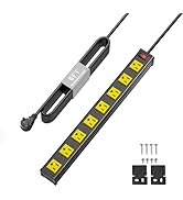 FENJIKRONIX 8 Outlet Long Power Strip Wall Mount, Heavy Duty Power Strip with Switch, 14AWG Flat ...