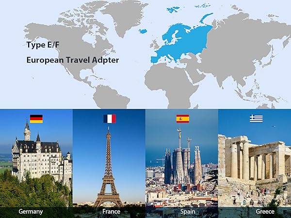 TOPREK Type E/F European Travel Adapter