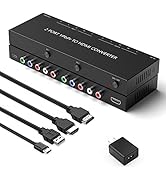 RuiPuo 2Port Component to HDMI Converter, YPbPr to HDMI Adapter Supports 1080P/720P Compatible DV...