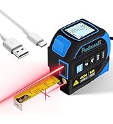 PudmraKi 4-in-1 Laser Tape Measure 131Ft, Laser Crosshairs, 16ft Auto-Locking Tape, Digital Measu...
