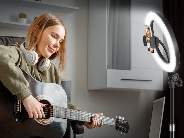 ring light stand selfie tripod photography lighting phone video recording laptop portable overhead