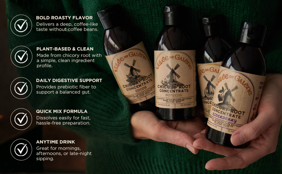 natural caffeine-free roasty drink smooth chicory root extract digestive support plant-based clean