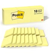 Post-it Notes, 3 in x 3 in, 18 Sticky Notes Pads, 100 Sheets per Pad, The Iconic Canary Yellow No...
