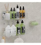 Nefeiya Adhesive Shower Caddy Rustproof Shower Shelves for Inside Shower No Drilling Bathroom Org...