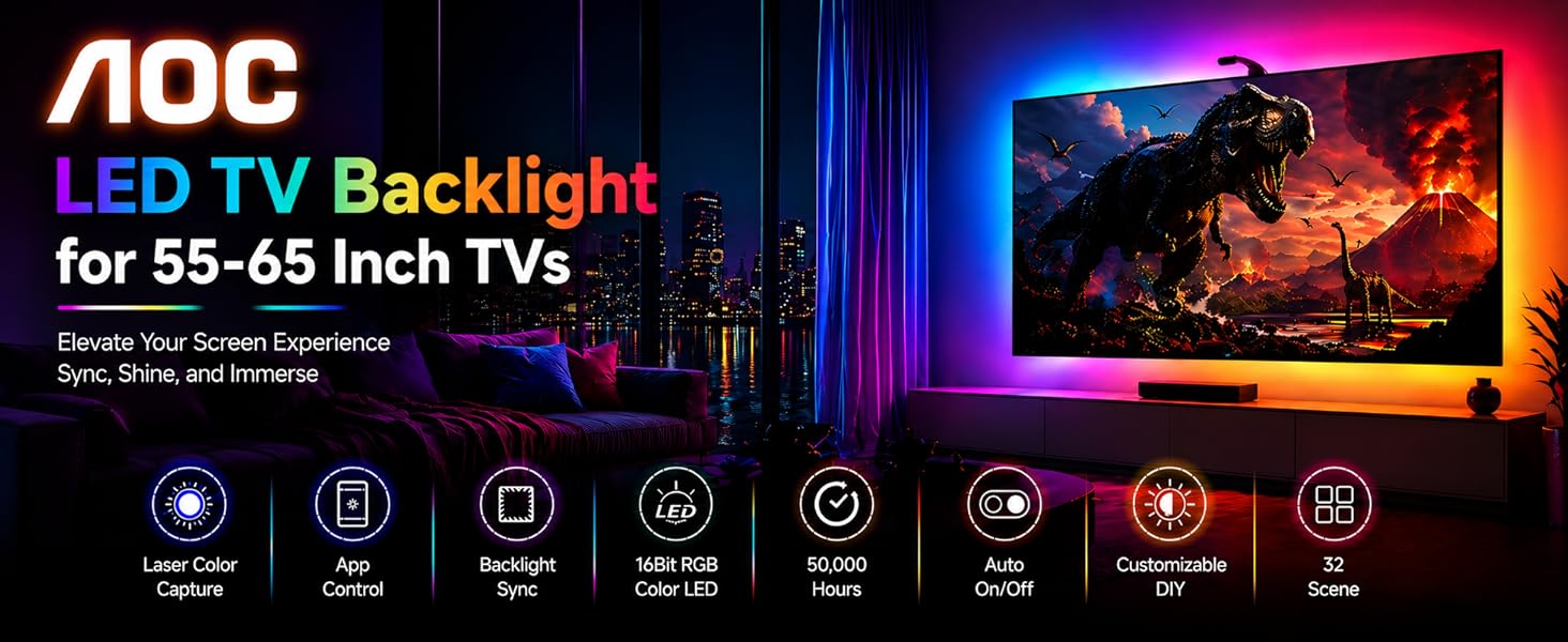 TV LED Backlight Lights That Change RGB LED Strip Lighting Sync Screen Behind TV Changing Lighting