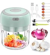 Electric Mini Garlic Chopper,250ml Portable Cordless Food Processor,Vegetable Chopper Blender Oni...