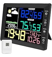 Urageuxy Wireless Digital Weather Station, 8.3 Inch Color Display Indoor Outdoor Thermometer Hygr...