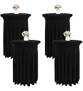 4 Packs 32 x 43 Inch Spandex Round Cocktail Table Skirts Spandex Cocktail Table Covers with Wavy ...