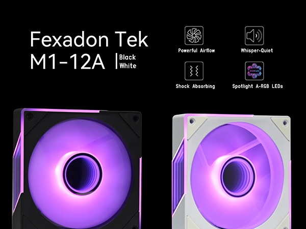 120mm ARGB black and white case fan Fexadon Tek