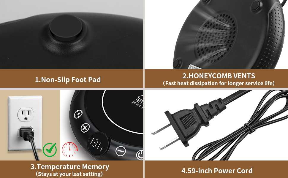 Coffee Mug Warmer Electric Coffee Cup Warmer Candle Warmer Plate 8-Temp Settings 4H Auto Shut Off