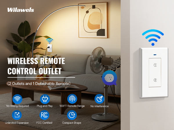 WILAWELS Wireless Wall Switch Remote Control Outlet