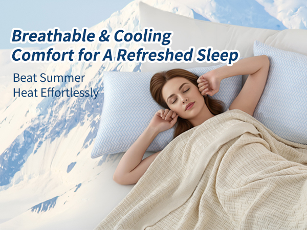 cooling pillow memory foam pillows queen size set of 2