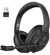 EKSA Bluetooth Headsets with Microphone &amp; USB Dongle, 30 Hours Talk Time &amp; 33ft Range, AI Environ...