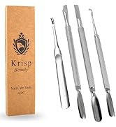 Cuticle Pusher Dual Sided - Sharp Edge Spoon Shaped Double Ended Ingrown Toenail Lifter Remover T...