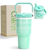 Cafezi 30 oz Tumbler with Handle, Vacuum Insulated Tumblers with Flip Straw and Top Handle, Reusa...