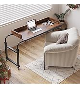 Furist Overbed Table with 360° Wheels, Queen Size Mobile Bed Desk, Recliner Table Over Bed Table ...