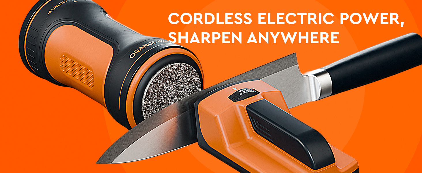 Cordless rolling knife sharpener, adjustable angles for kitchen &amp;amp; outdoor