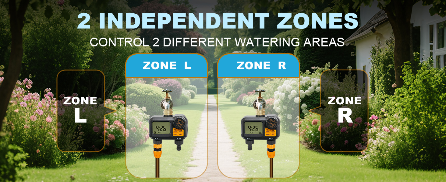 2 zones water timer